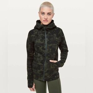 LULULEMON scuba full zip hoodie jacket incognito camo multi gator green size 8